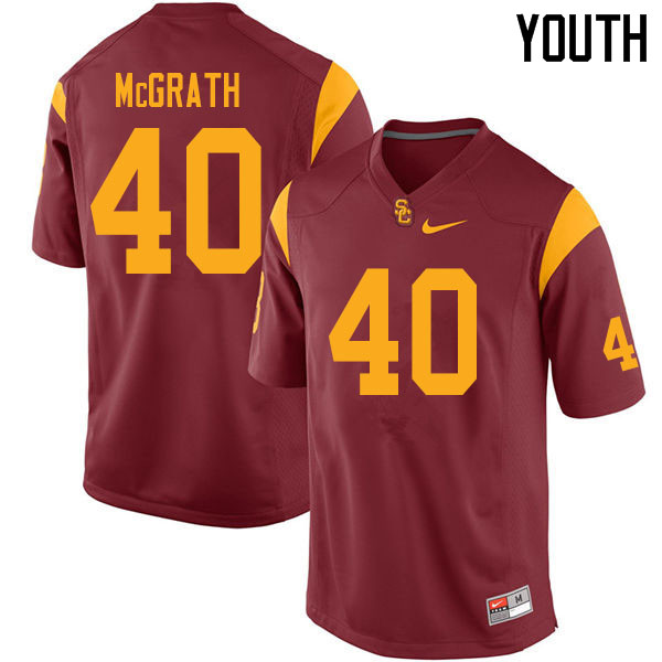 Youth #40 Chase McGrath USC Trojans College Football Jerseys Sale-Cardinal